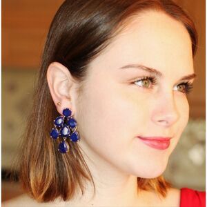 Kate Spade Royal Blue Chandelier Blue and Gold Drop Earrings Sapphire Blue